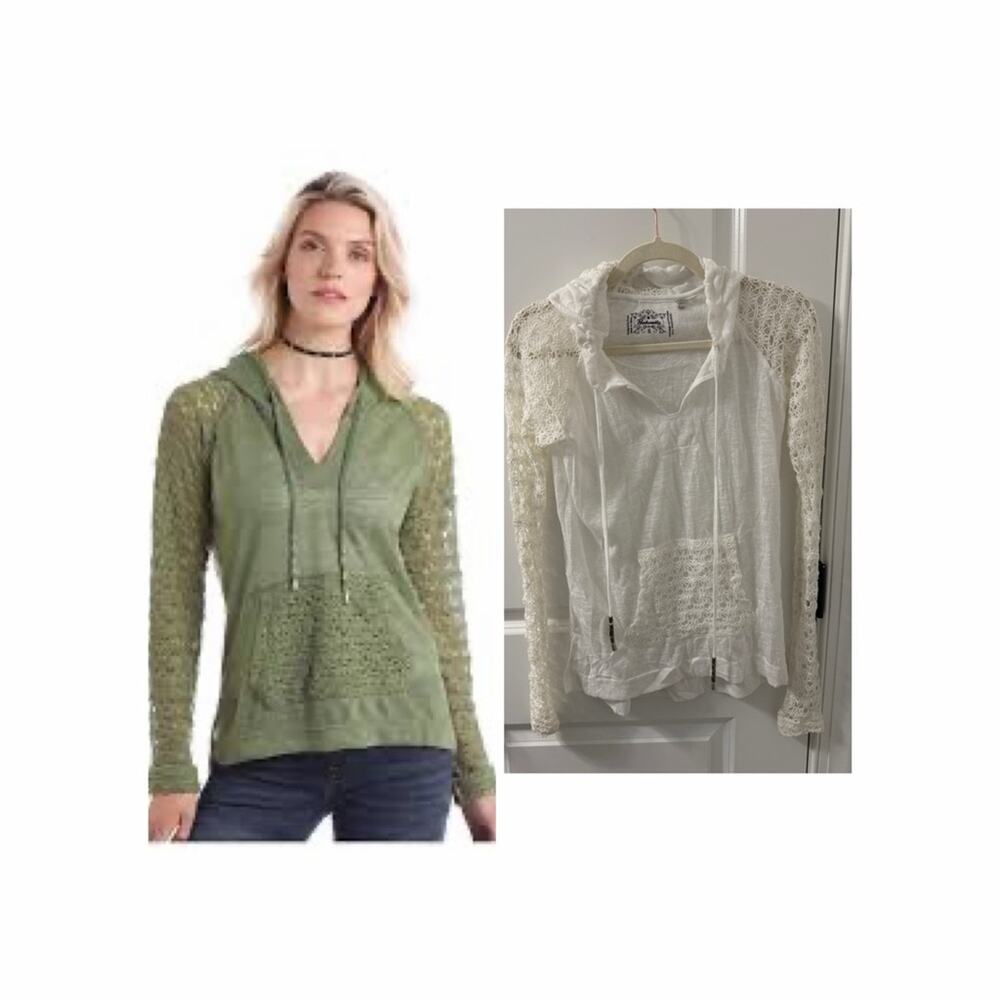 Panhandle White Hoodie with Lace Trim Size small